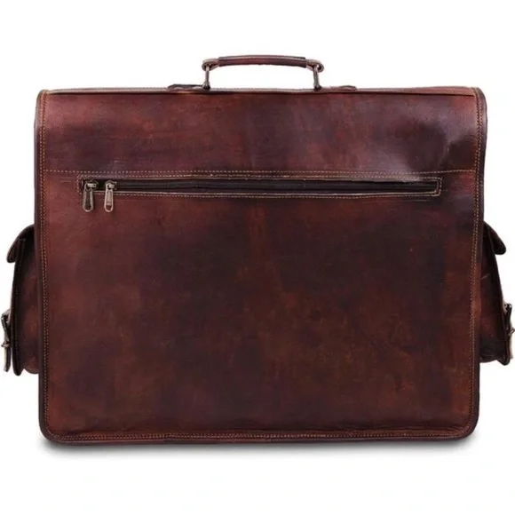 Vintage Laptop Bag for Men Full Grain Large Leather Messenger bag 18 